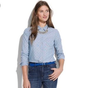Madewell Polka Dot Chambray Denim Button Shirt